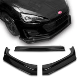 For 2017-2020 Subaru BRZ JDM CS-Style Painted Black Front Bumper Body Spoiler Lip 3 pcs