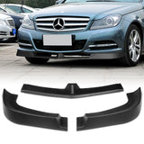 2012-2014 Mercedes C-Class W204 Unpainted Matte Black 3-Piece Front Bumper Body Spoiler Splitter Lip Kit