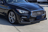 2018-2021 Infiniti Q50 Sport Unpainted Black Front Bumper Body Kit Lip 3PCS with License Plate Frame