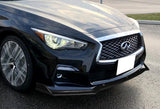 2018-2021 Infiniti Q50 Premium Real Carbon Fiber 3-Piece Front Bumper Body Spoiler Splitter Lip Kit with Screw Bolt Cap Set