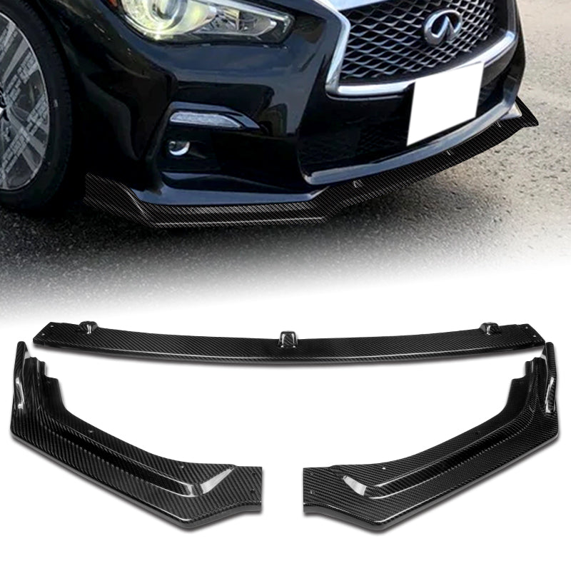 Q50 Front 2018-2024 Infiniti Q50 Premium Real Carbon Fiber 3-Piece Front Bumper ...