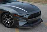 2018-2020 Ford Mustang Carbon Look GT Style 3-Piece Front Bumper Body Spoiler Splitter Lip Kit with LED Cup Holder Lights