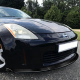 2006-2009 Nissan 350Z GT-Style Real Carbon Fiber 3-Piece Front Bumper Body Spoiler Splitter Lip Kit with Emblem Set