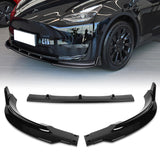 2020 - 2024 Tesla Model Y Painted Black 3-Piece Front Bumper Body Spoiler Splitter Lip Kit