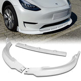 2020 - 2025 Tesla Model Y Painted White 3-Piece Front Bumper Body Spoiler Splitter Lip Kit