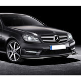 2011-2014 Mercedes C-Class W204 Sport Painted Black 3-Piece Front Bumper Body Spoiler Splitter Lip Kit with Leather Keychain