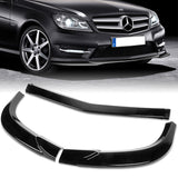 2011-2014 Mercedes C-Class W204 Sport Painted Black 3-Piece Front Bumper Body Spoiler Splitter Lip Kit with Leather Keychain
