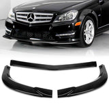 2011-2014 Mercedes C-Class W204 Sport Painted Black 3-Piece Front Bumper Body Spoiler Splitter Lip Kit