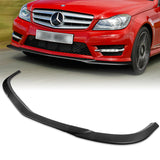 2011-2014 Mercedes C-Class W204 Sport Unpainted Matte Black 3-Piece Front Bumper Body Spoiler Splitter Lip Kit