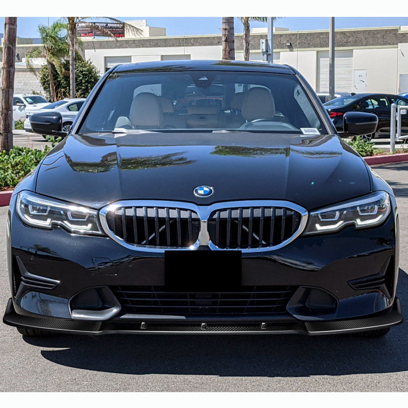 DTM Painted Black 3-Piece Front Bumper Lip Spoiler For BMW G20 G21 3-Series Sport Line (2019-2022)