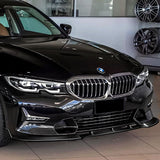 2019-2021 BMW G20 G21 3-Series Sport Real Carbon Fiber 3-Piece Front Bumper Body Spoiler Splitter Lip Kit with Fenders Bumper Badge