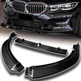 2019-2021 BMW G20 G21 3-Series Sport Real Carbon Fiber 3-Piece Front Bumper Body Spoiler Splitter Lip Kit