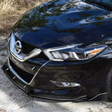 2016-2018 Nissan Maxima GT-Style Real Carbon Fiber 3-Piece Front Bumper Body Spoiler Splitter Lip Kit with Emblems