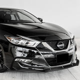 2016-2018 Nissan Maxima GT-Style Real Carbon Fiber 3-Piece Front Bumper Body Spoiler Splitter Lip Kit with Emblems