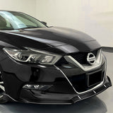 2016-2018 Nissan Maxima GT-Style Real Carbon Fiber 3-Piece Front Bumper Body Spoiler Splitter Lip Kit with Emblems