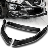 2016-2018 Nissan Maxima GT-Style Real Carbon Fiber 3-Piece Front Bumper Body Spoiler Splitter Lip Kit with Emblems