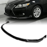 2013-2015 Lexus ES350 ES300h Painted Black 3-Piece Front Bumper Body Spoiler Splitter Lip Kit with Plate Caps