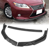 2013-2015 Lexus ES350 ES300h Unpainted Matte Black 3-Piece Front Bumper Body Spoiler Splitter Lip Kit with Plate Caps