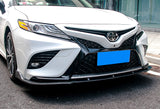 2018-2020 Toyota Camry Real Carbon Fiber 3-Piece Front Bumper Body Spoiler Splitter Lip Kit with Free Keychain