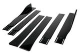 Universal 59" x 4" Painted Black Side Skirt Extension Rocker Splitters Diffuser Lip 6pcs with Subaru Carbon Fiber Windshield Banner