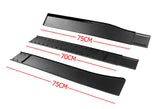 Universal 59" x 4" Painted Black Side Skirt Extension Rocker Splitters Diffuser Lip 6pcs with Subaru Carbon Fiber Windshield Banner