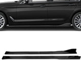 Universal 59" x 4" Painted Black Side Skirt Extension Rocker Splitters Diffuser Lip 6pcs with Subaru Carbon Fiber Windshield Banner