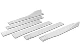 Universal 59" x 4" Painted White Side Skirt Extension Rocker Splitters Diffuser Lip 6pcs with Subaru Carbon Fiber Windshield Banner