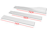Universal 59" x 4" Painted White Side Skirt Extension Rocker Splitters Diffuser Lip 6pcs with Subaru Carbon Fiber Windshield Banner