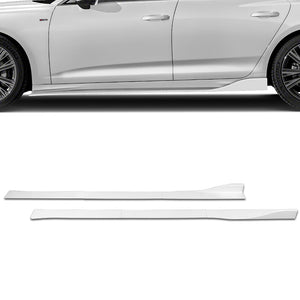 Universal 59" x 4" Painted White Side Skirt Extension Rocker Splitters Diffuser Lip 6pcs with Subaru Carbon Fiber Windshield Banner