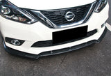 2016-2019 Nissan Sentra Carbon Style 3-Piece Front Bumper Body Spoiler Splitter Lip Kit