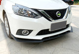 2016-2019 Nissan Sentra Unpainted Matte Black 3-Piece Front Bumper Body Spoiler Splitter Lip Kit with Free Gift