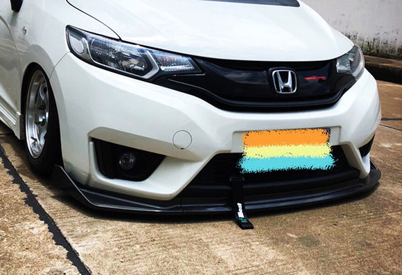 2014-2017 Honda Fit JDM Real Carbon Fiber 3-Piece Front Bumper Body Spoiler Splitter Lip Kit