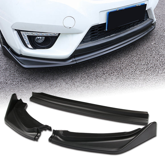 2014-2017 Honda Fit Unpainted Matte Black 3-Piece Front Bumper Body Spoiler Splitter Lip Kit