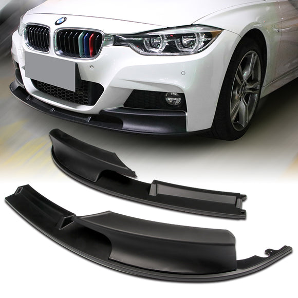 2012-2018 BMW M-Sport M-Tech Unpainted Black 2-Piece Front Bumper Body Spoiler Splitter Lip Kit