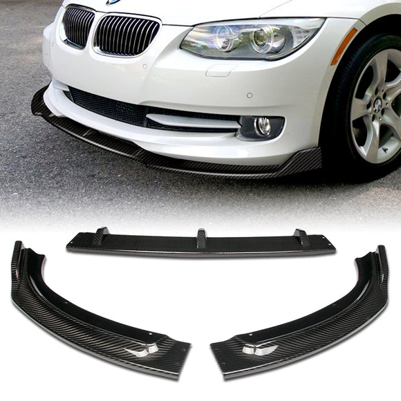 2011-2013 BMW 3-Series 2DR E92 E93 Real Carbon Fiber 3-Piece Front Bumper Body Spoiler Splitter Lip Kit