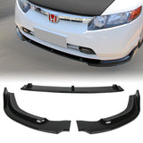 2006-2008 Honda Civic 4DR JDM CS-Style Painted Black 3-Piece Front Bumper Body Spoiler Splitter Lip Kit