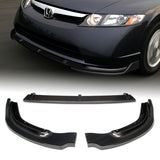 2006-2008 Honda Civic 4DR JDM CS-Style Real Carbon Fiber 3-Piece Front Bumper Body Spoiler Splitter Lip Kit