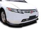 2006-2008 Honda Civic 4DR JDM CS-Style Unpainted Matte Black 3-Piece Front Bumper Body Spoiler Splitter Lip Kit with LED Grill Emblem