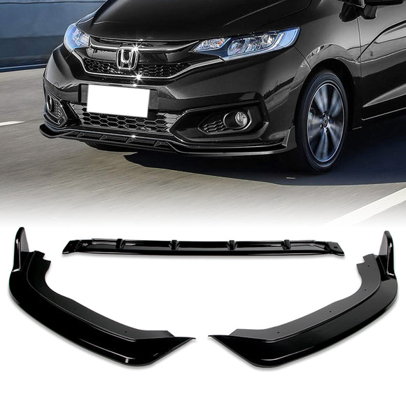 2018-2021 Honda Fit JDM Painted Black 3-Piece Front Bumper Body Spoiler Splitter Lip Kit