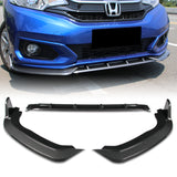 2018-2021 Honda Fit JDM Carbon Style 3-Piece Front Bumper Body Spoiler Splitter Lip Kit with Keychain Set