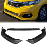 2018-2021 Honda Fit Real Carbon Fiber 3-Piece Front Bumper Body Spoiler Splitter Lip Kit with Keychain Set