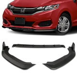 2018-2021 Honda Fit JDM Unpainted Matte Black 3-Piece Front Bumper Body Spoiler Splitter Lip Kit