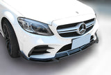 2019-2021 Mercedes W205 C-Class Painted Black 3-Piece Front Bumper Body Spoiler Splitter Lip Kit