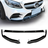 2019-2021 Mercedes W205 C-Class Painted Black 3-Piece Front Bumper Body Spoiler Splitter Lip Kit with Keychain