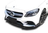 2019-2021 Mercedes W205 C-Class Unpainted Black 3-Piece Front Bumper Body Spoiler Splitter Lip Kit with Keychain
