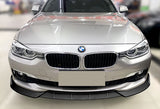 2016-2019 BMW 3-Series F30 F35 Unpainted Black 3-Piece Front Bumper Body Spoiler Splitter Lip Kit with Hood Vinyl Sticker