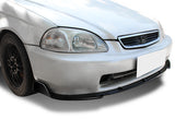 1996-1998 Honda Civic JDM CS-Style Painted Black 3-Piece Front Bumper Body Spoiler Splitter Lip Kit with Key Tag