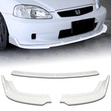 1996-1998 Honda Civic JDM CS-Style Painted White 3-Piece Front Bumper Body Spoiler Splitter Lip Kit with Key Tag