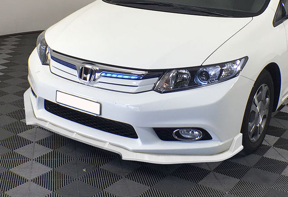 2012 Honda Civic 4DR JDM CS-Style Painted White 3-Piece Front Bumper Body Spoiler Splitter Lip Kit