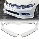 2012 Honda Civic 4DR JDM CS-Style Painted White 3-Piece Front Bumper Body Spoiler Splitter Lip Kit